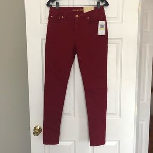 Michael Kors Maroon Mid Rise Skinny Jean